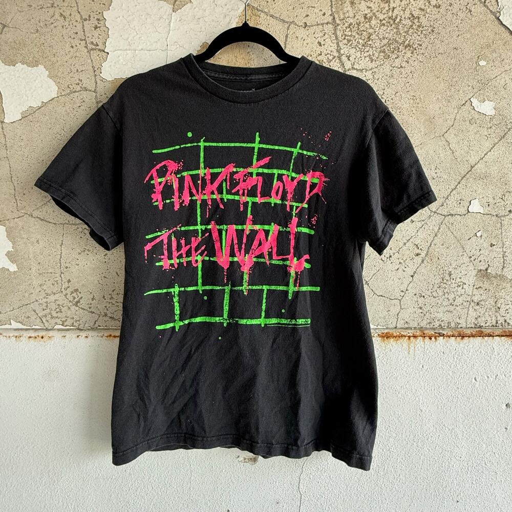 Pink‎ Floyd T Shirt The Wall Band Tee Neon Graphic Black Top